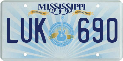 MS license plate LUK690