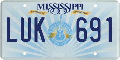 MS license plate LUK691