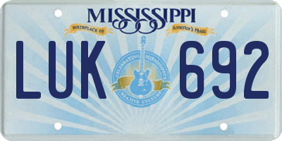 MS license plate LUK692