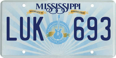 MS license plate LUK693