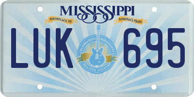 MS license plate LUK695
