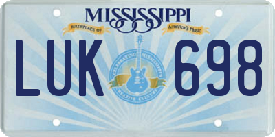 MS license plate LUK698