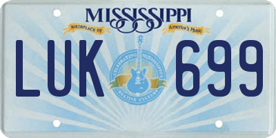 MS license plate LUK699