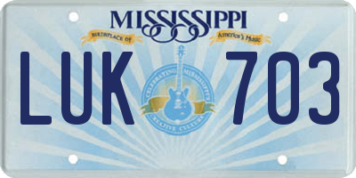 MS license plate LUK703