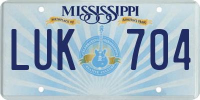 MS license plate LUK704