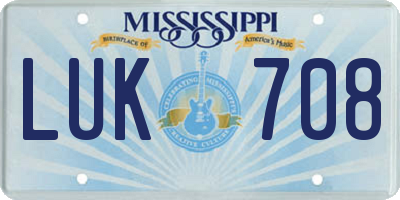 MS license plate LUK708