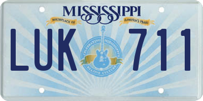 MS license plate LUK711
