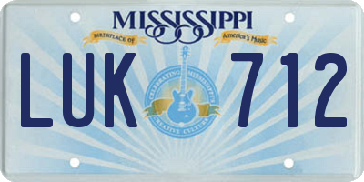 MS license plate LUK712