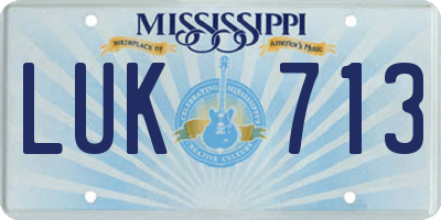 MS license plate LUK713