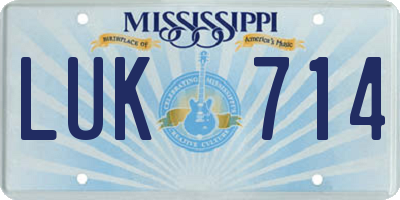 MS license plate LUK714