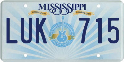 MS license plate LUK715