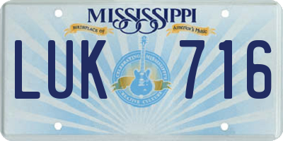 MS license plate LUK716