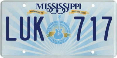 MS license plate LUK717