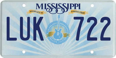 MS license plate LUK722