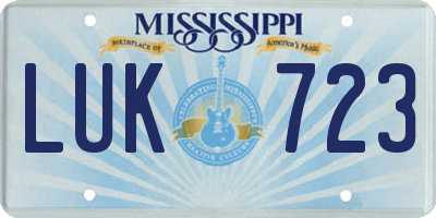 MS license plate LUK723