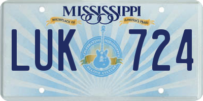 MS license plate LUK724