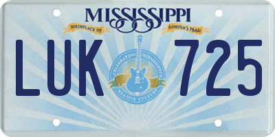 MS license plate LUK725