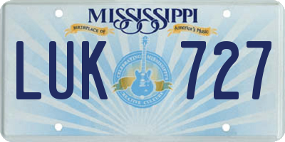 MS license plate LUK727