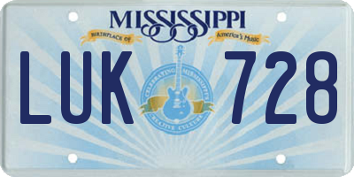 MS license plate LUK728