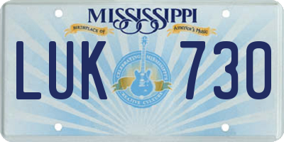 MS license plate LUK730