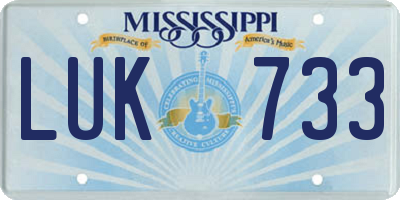 MS license plate LUK733