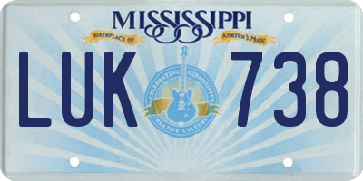 MS license plate LUK738