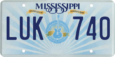 MS license plate LUK740