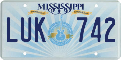 MS license plate LUK742