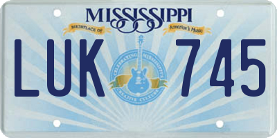 MS license plate LUK745