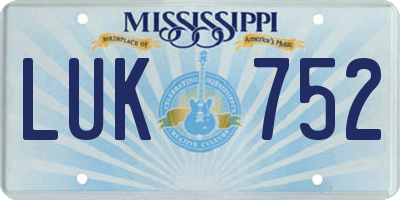 MS license plate LUK752