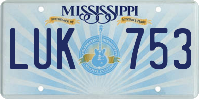 MS license plate LUK753