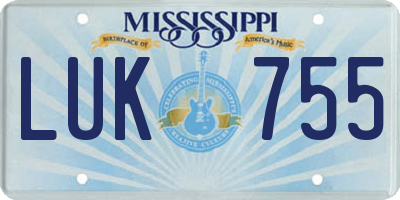 MS license plate LUK755