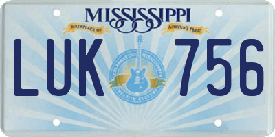 MS license plate LUK756