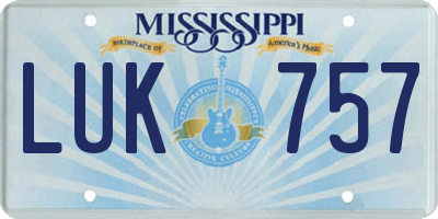 MS license plate LUK757