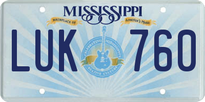 MS license plate LUK760