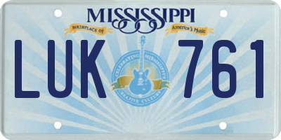 MS license plate LUK761