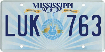 MS license plate LUK763