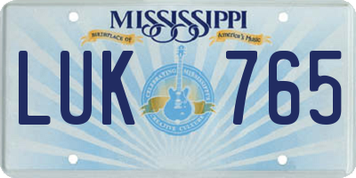 MS license plate LUK765