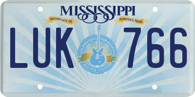 MS license plate LUK766