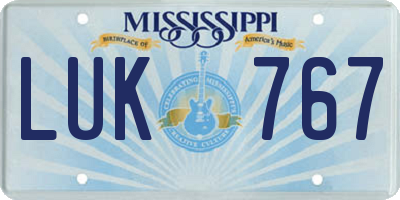MS license plate LUK767