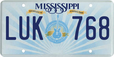MS license plate LUK768