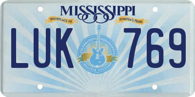 MS license plate LUK769
