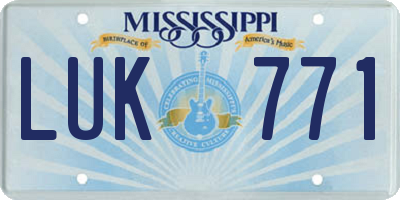 MS license plate LUK771