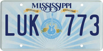 MS license plate LUK773
