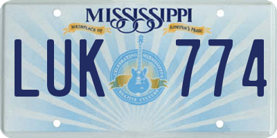 MS license plate LUK774