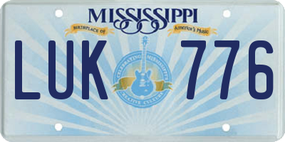 MS license plate LUK776