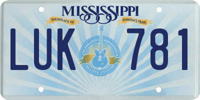 MS license plate LUK781