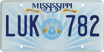 MS license plate LUK782