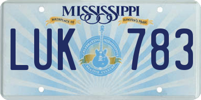 MS license plate LUK783