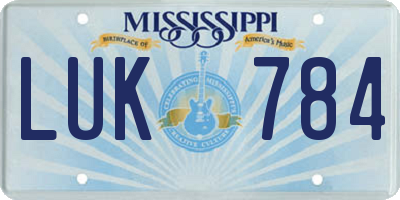 MS license plate LUK784